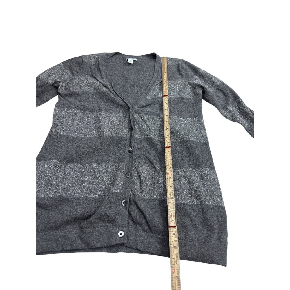 Old Navy Womens Gray Striped Button-Up Cardigan Sweater L - Picture 7 of 10